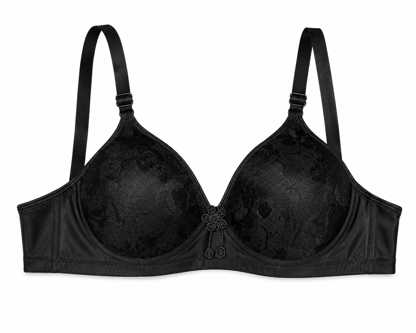 Elegant Black Floral Lace Bra – Premium Everyday Comfort - Image 2