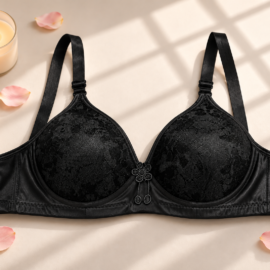 Elegant Black Floral Lace Bra – Premium Everyday Comfort