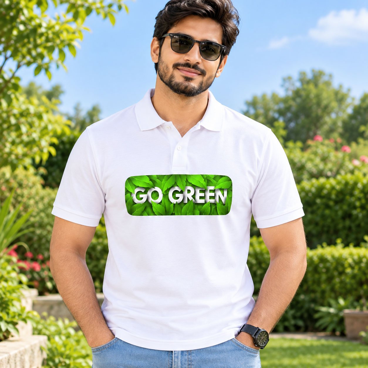 Men’s Go Green DTF Printed T-Shirt - Image 6