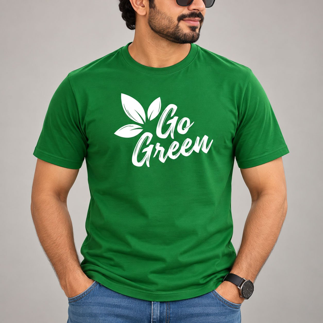 Men’s Go Green DTF Printed T-Shirt - Image 3