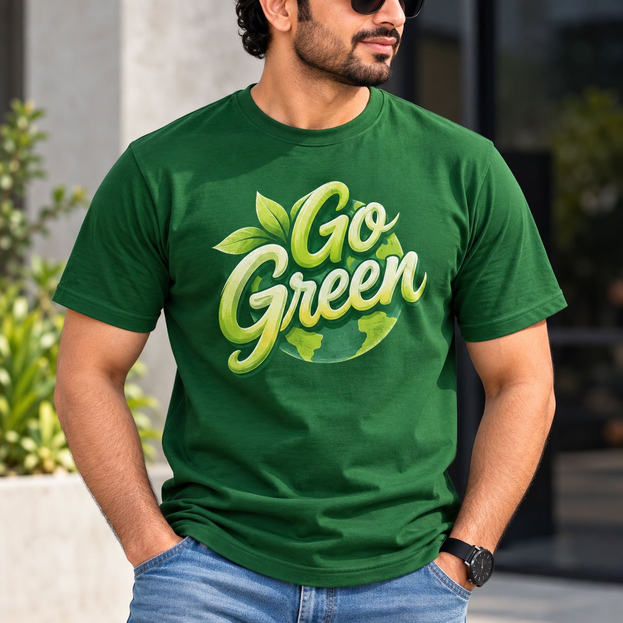 Men’s Go Green DTF Printed T-Shirt - Image 4