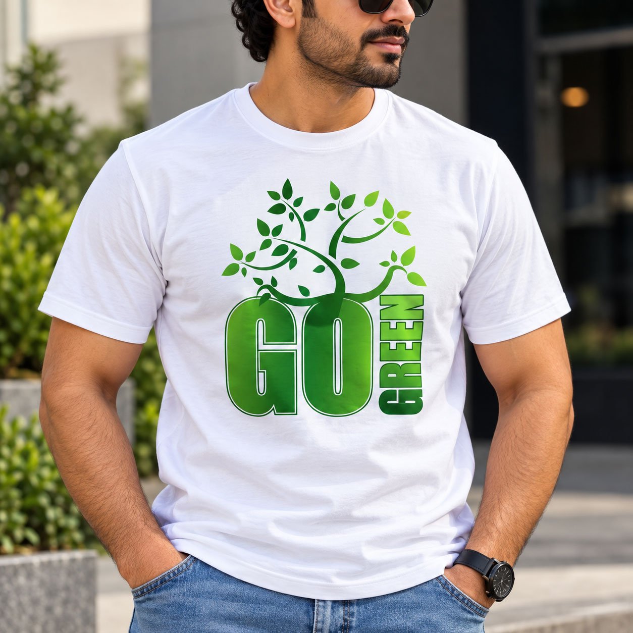 Men’s Go Green DTF Printed T-Shirt - Image 7