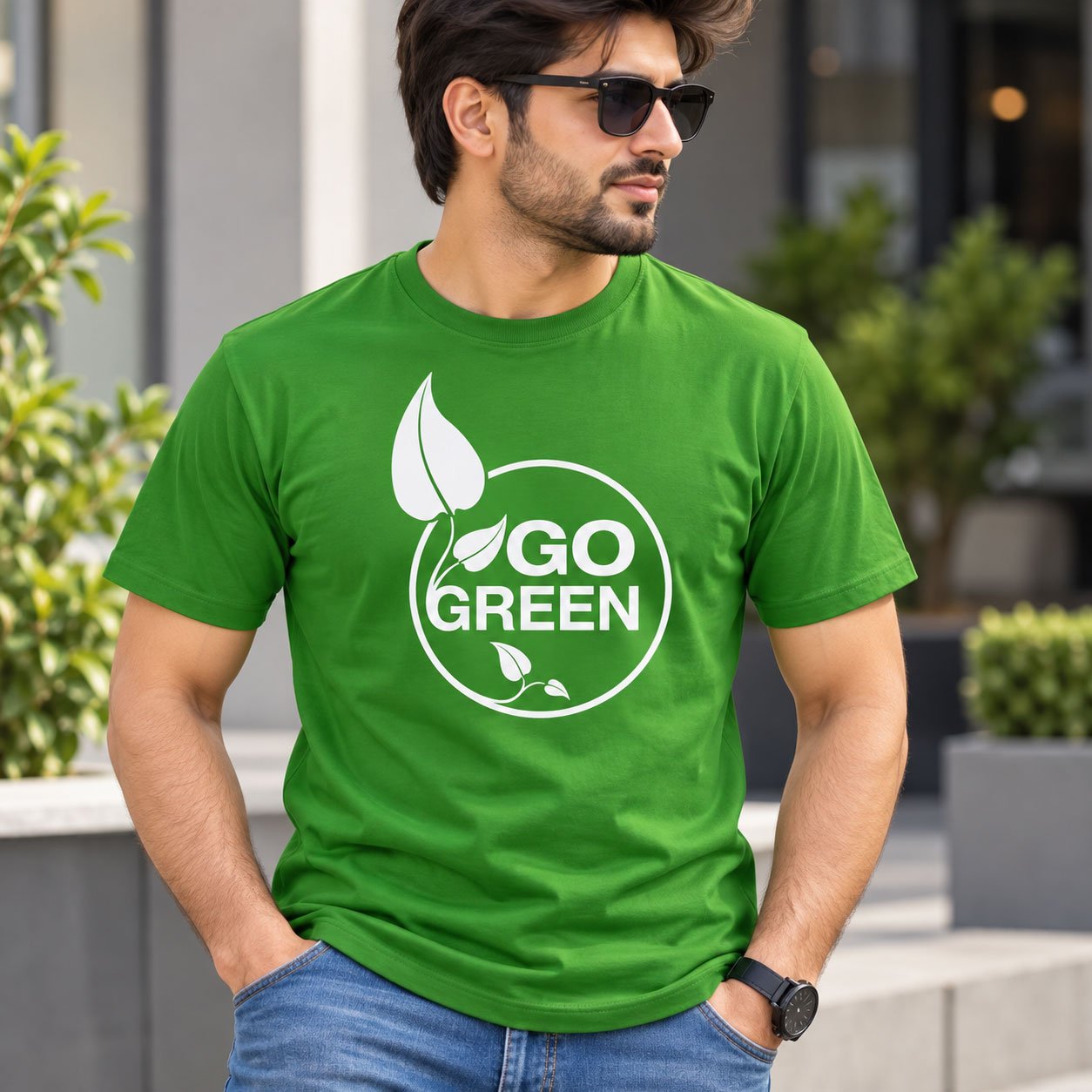 Men’s Go Green DTF Printed T-Shirt - Image 5