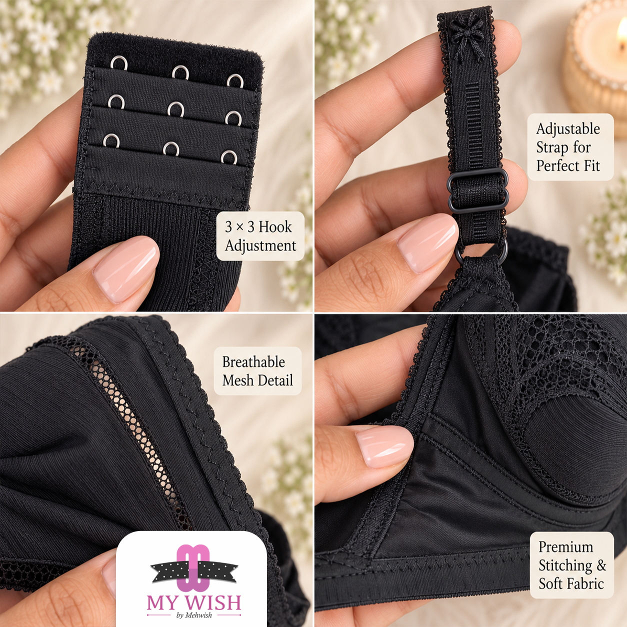 Women’s Navy Blue Full Coverage Everyday Bra - Image 6
