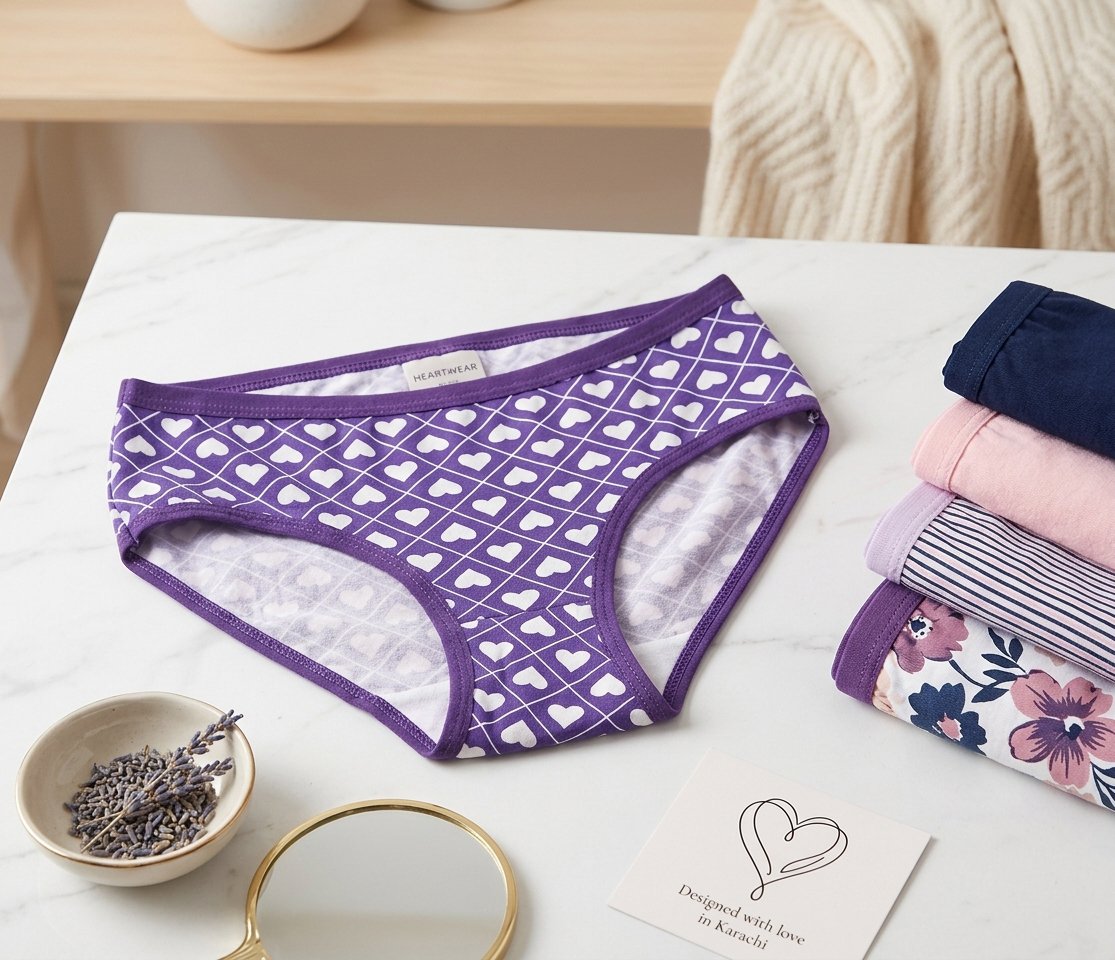 Girls Heart Print Brief Panty