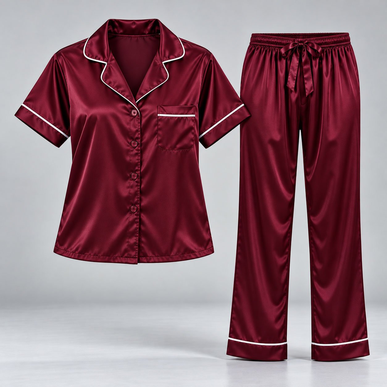 Women’s Satin 2-Piece Night Suit with Contrast Piping - Image 4