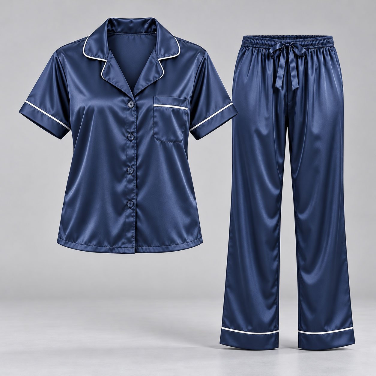 Women’s Satin 2-Piece Night Suit with Contrast Piping - Image 6